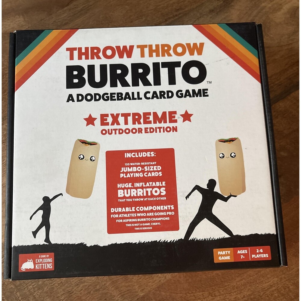 Exploding Kittens Throw Throw Burrito Extreme Outdoor Party Card Game 2-6 7+ New